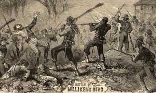 Illustration depicting the battle of Milliken's Bend, Louisiana